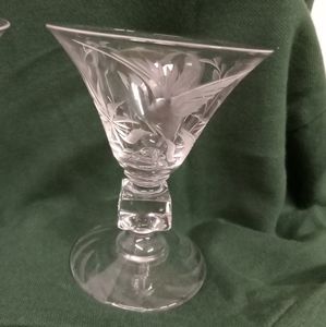 Duncan & Miller Crystal W/Frosty Etchings Liquor/Cocktail Stem Glasses VTGE 6pcs